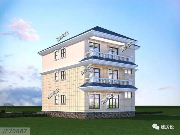 三層歐式別墅，佔地方正，配色清新大方，符合大眾審美