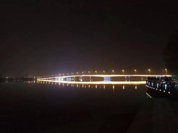 夜色龍子湖，燈火耀蒼穹。亦真亦幻