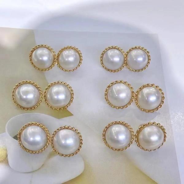 K金簡包麻花馬貝耳釘