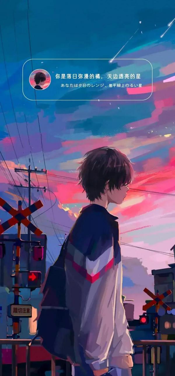 動漫男孩插畫手機桌布