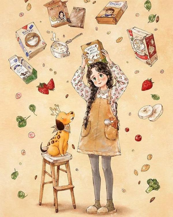 每日插畫｜aeppol的治癒系森林少女日記，休息一會兒再走也沒關係