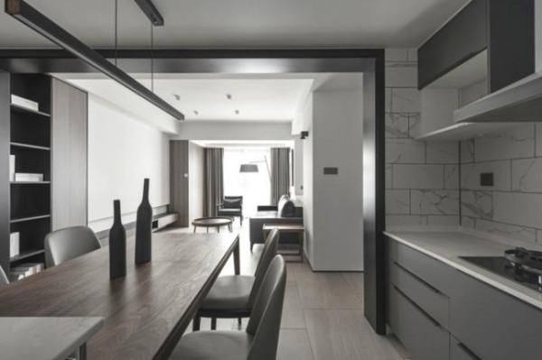 112平現代風三居室平面和線條交錯，給空間增添層次感