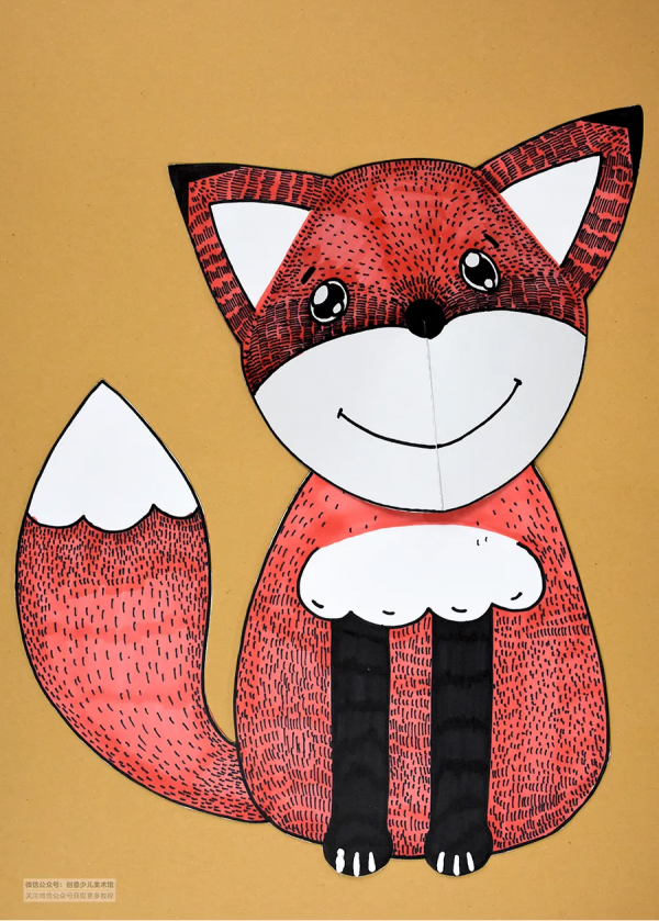 兒童畫教程｜趣味半立體創作藝術課《雪地裡的小狐狸》