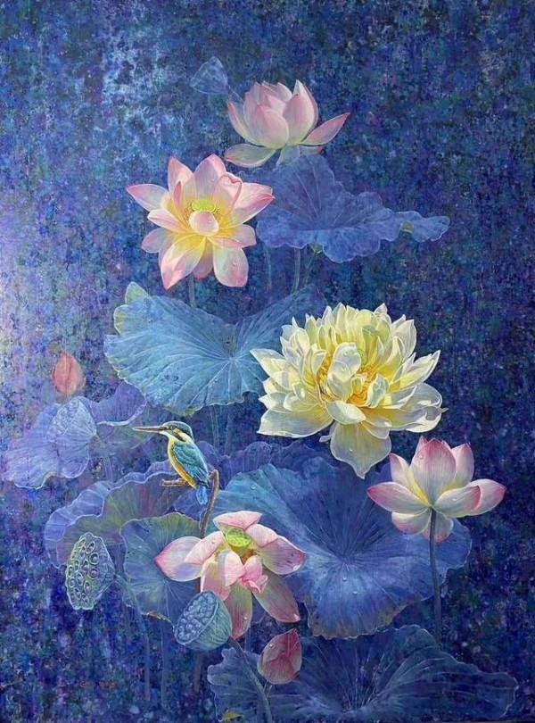 他用油畫的方式向我們展現了花的唯美