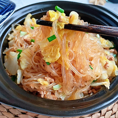 #一學就會快手菜#肉沫娃娃菜粉絲煲