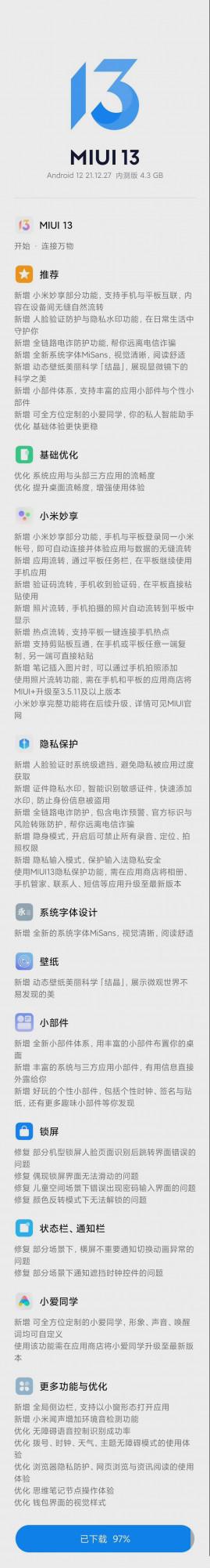 基於安卓 12，小米 MIUI 13 開發版開始推送，首批使用者已收到更新