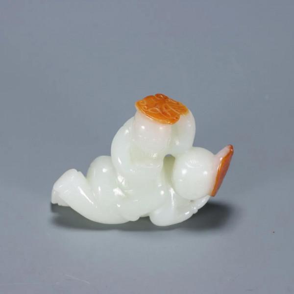 清代：和田玉「雙歡」把玩件