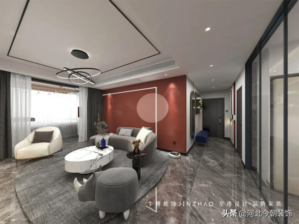 靈感美家 | 博雅盛世110㎡簡約輕奢風，“紅”運當頭，自由張揚