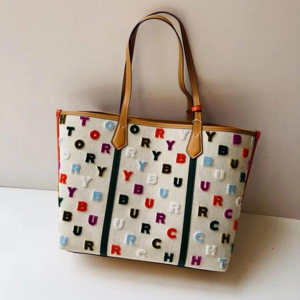 帆布五彩繽紛的立體字母LOGO單肩手提包