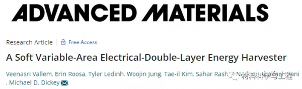 《Adv Mater》：一種完全柔軟和可伸縮的電雙層能量收集器