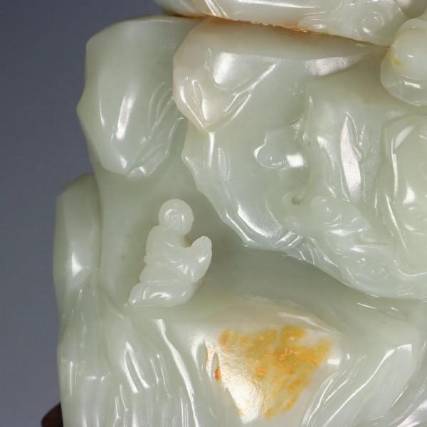 清代：和田玉龍耳鳳鈕雙聯蓋瓶