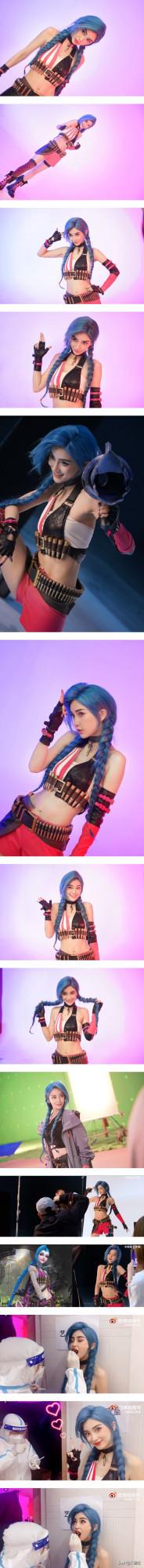 Angelababy大玩cosplay，神還原LOL人物！藍髮+露腰造型超絕
