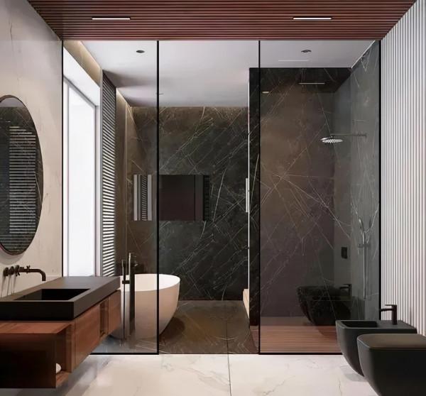 大理石衛生間設計，簡約輕奢