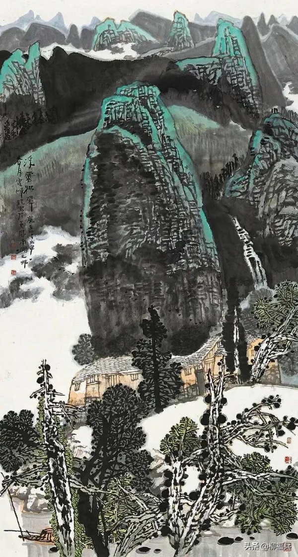 名家山水畫《積翠圖》欣賞 名家山水畫《積翠圖》欣賞