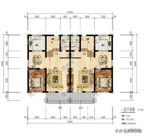 新中式雙拼別墅，大氣莊重造價低，兄弟平攤無壓力