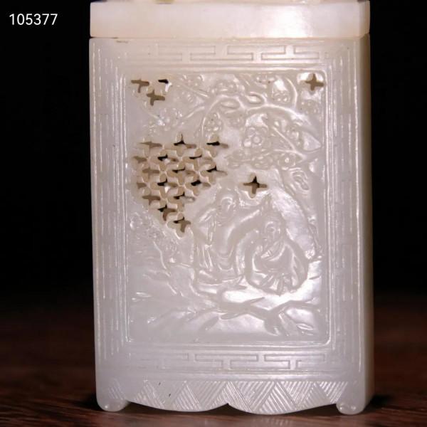 晚清 和田玉人物故事香囊