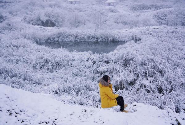 王崗坪山頂的木屋、霧凇景象，是眾人眼中的童話世界
