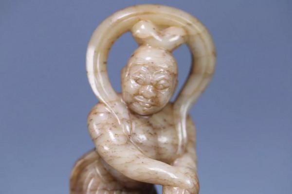 中古 和田玉四大天王擺件，主體為和田玉材質，材質細膩，包漿渾厚