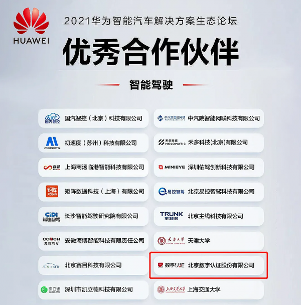 華為智慧汽車解決方案生態論壇成功舉辦數字認證榮獲優秀合作伙伴