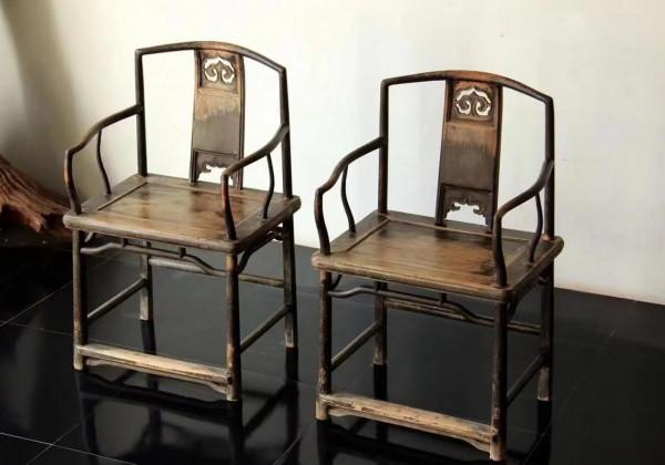 紅木雲石圓凳，楠木平切四出頭官帽椅，榆木官帽椅，桃椅