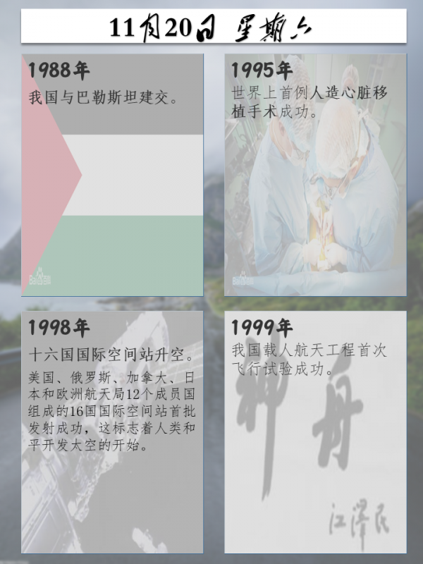 歷史上的今天 | 11月20日——星期六