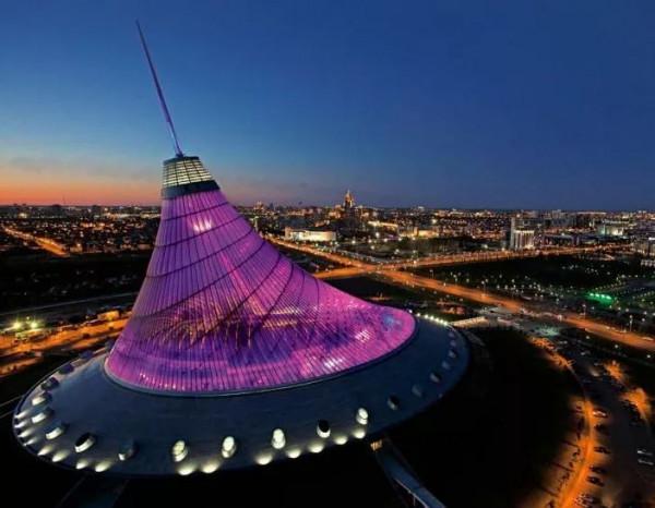 哈薩克五大地標建築夜景照明