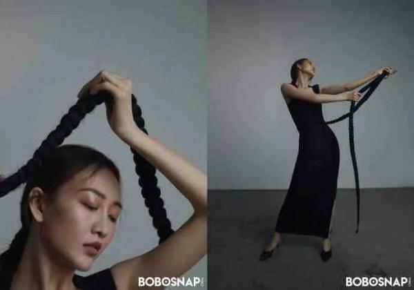 王鷗綁三米麻花辮拍大片 光影交錯間宛如暗夜精靈 ​​​