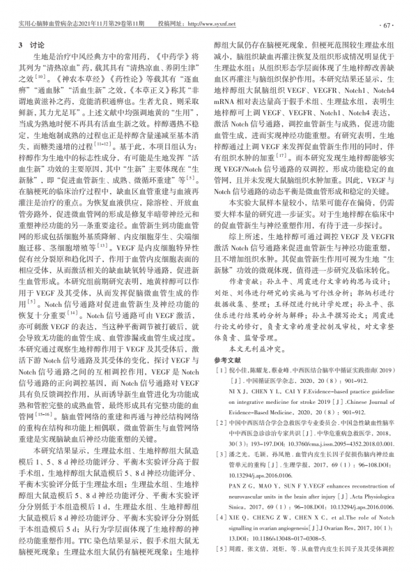 生地梓醇促血管新生及神經功能重塑作用的探討 生地梓醇促血管新生及神經功能重塑作用的探討