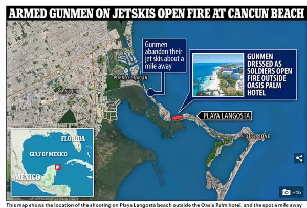 墨西哥坎昆突爆槍擊 5男子衝向海灘狂開槍 人們瘋狂尖叫逃命