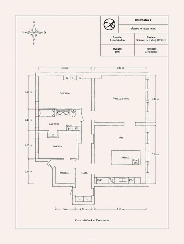 華麗的灰泥造型與時尚裝飾的瑞典公寓(112 平方米) 華麗的灰泥造型與時尚裝飾的瑞典公寓(112 平方米)
