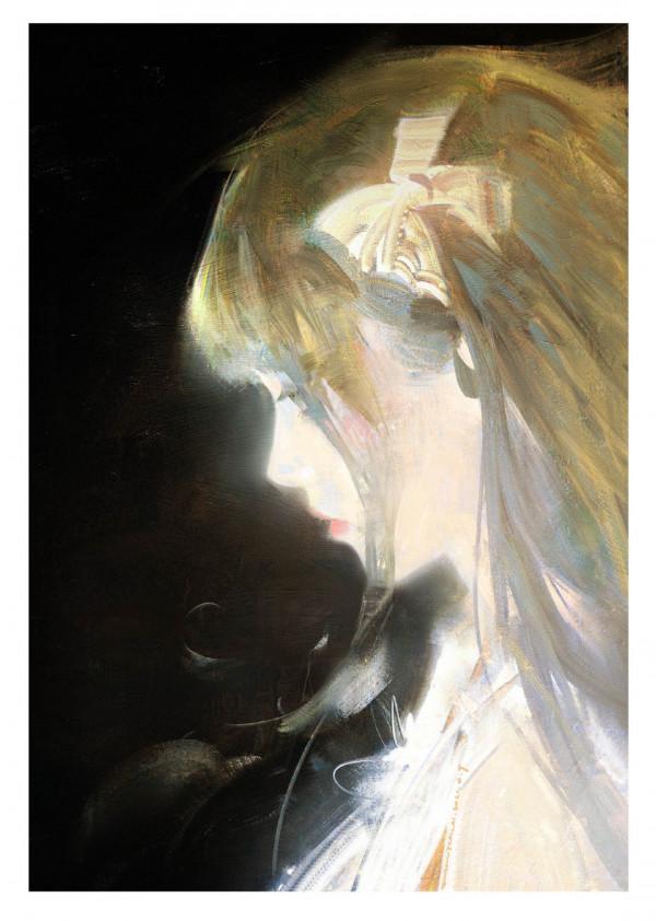 高階油畫質感的插畫作品，筆下的白衣少女太夢幻了