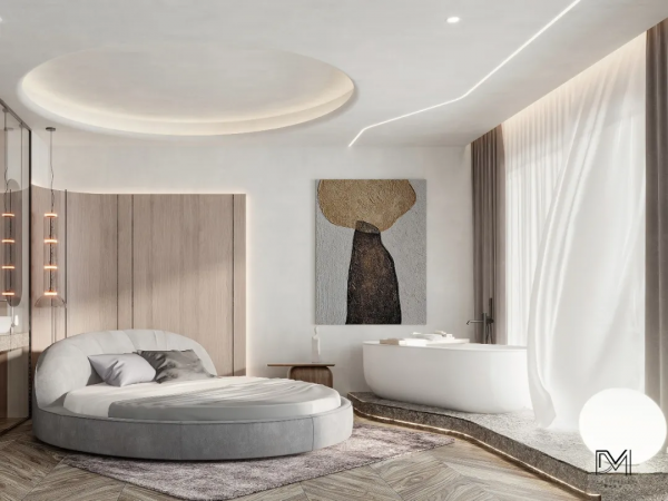 198㎡侘寂風 | 柔和曲面與異形燈光的融合 198㎡侘寂風 | 柔和曲面與異形燈光的融合