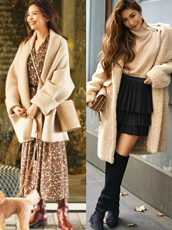 天冷裙子不用買太多，有這“一長一短”就足夠，百搭又有女人味