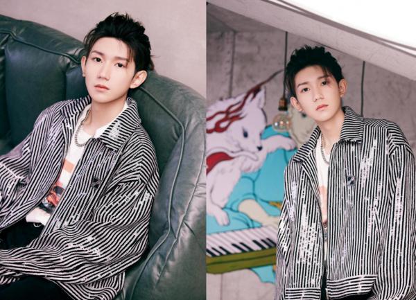 王源留“背頭”帥出新高度，穿條紋衫演繹清爽少年，顏值太絕