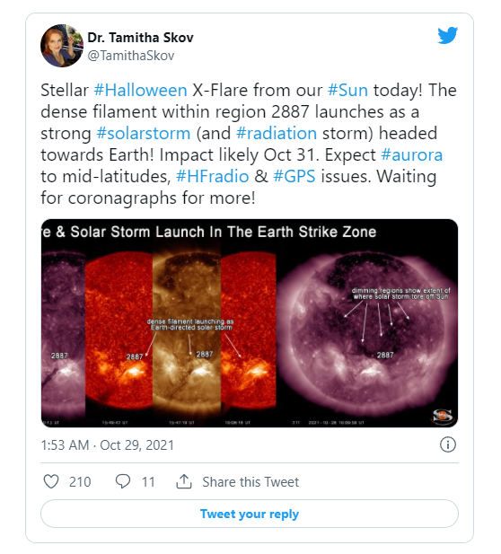 NOAA的Goes-East衛星發現了巨大的X1級太陽耀斑 NOAA的Goes-East衛星發現了巨大的X1級太陽耀斑