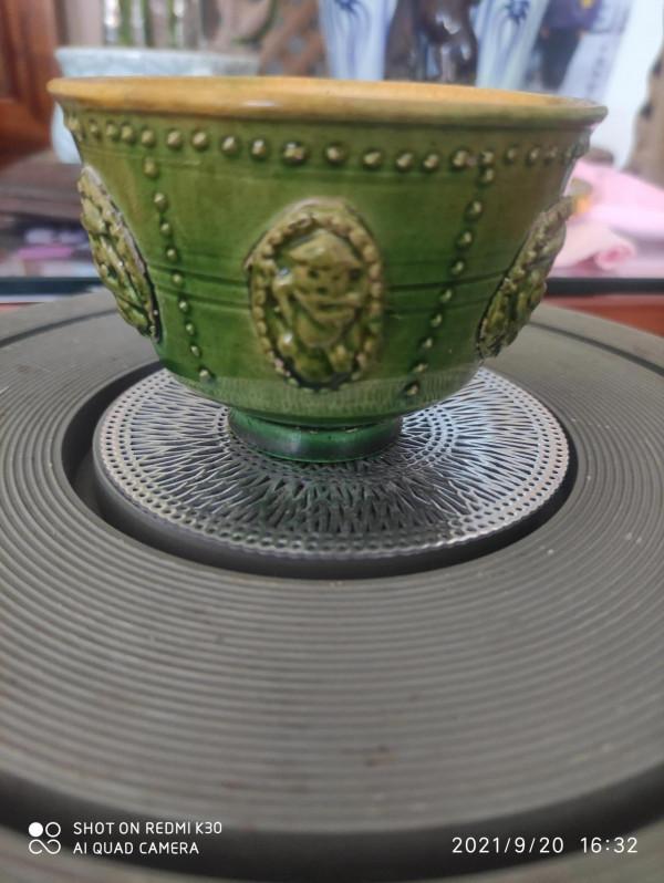 北齊山西窯綠釉貼塑茶盞公元550年作品 北齊山西窯綠釉貼塑茶盞公元550年作品