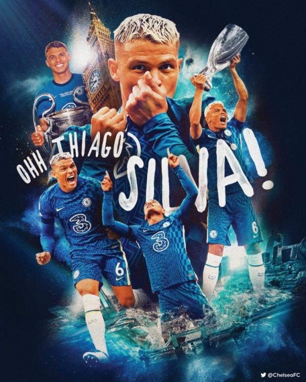 官方：切爾西與蒂亞戈-席爾瓦續約一年，新合同2023年到期