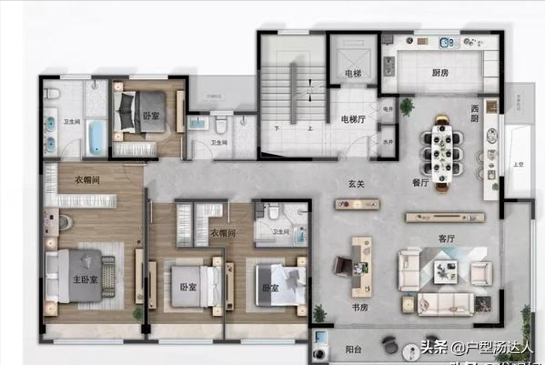 270平米動靜完美分割槽的大平層戶型 270平米動靜完美分割槽的大平層戶型