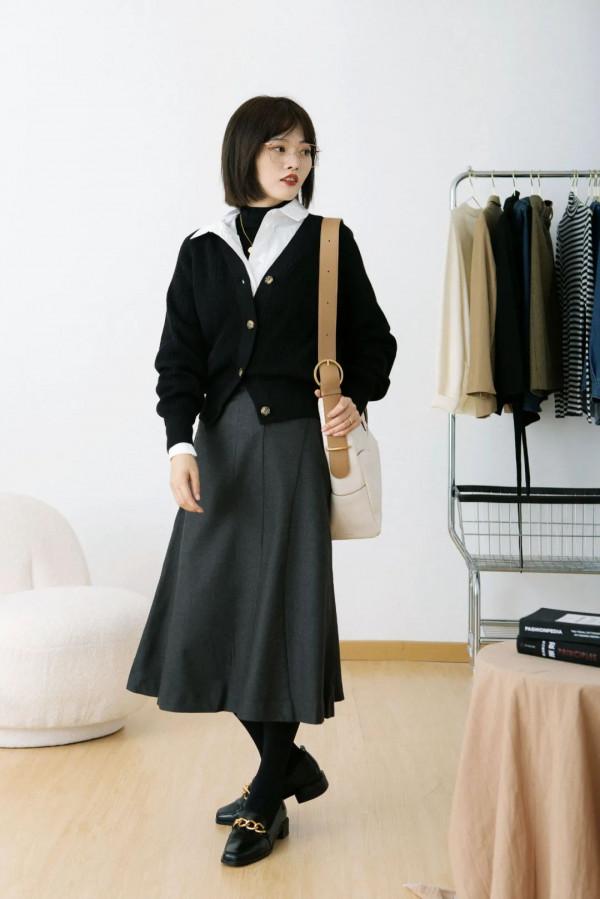 冬天怎麼穿裙裝？8套冬天不露腿的裙裝示範，保暖又好看