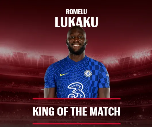 官方：盧卡庫獲得球迷票選的切爾西1-1布萊頓全場最佳球員