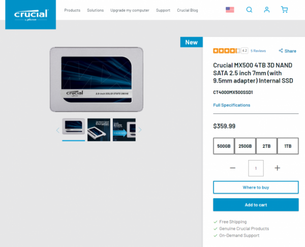 英睿達MX500系列4TB SATA固態硬碟上手體驗