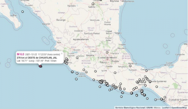 墨西哥發生6.0級地震，暫無人員傷亡報告