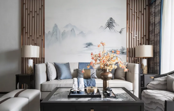 125㎡現代中式風新房，全屋菸灰藍配色，清爽明亮