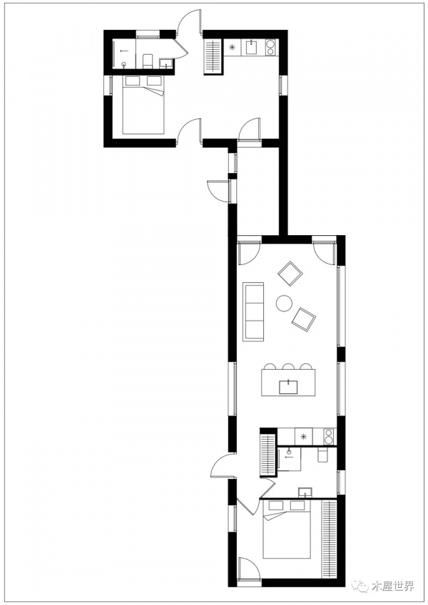 古老火山下的海邊，一夜之間建好的現代度假木屋