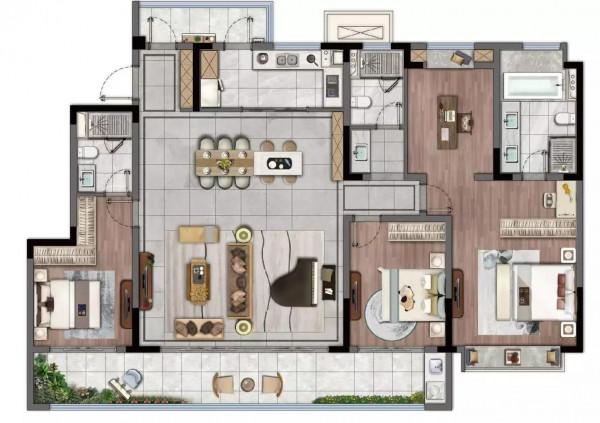 戶型鑑賞：185㎡大宅平墅，約50㎡的寬幕方廳