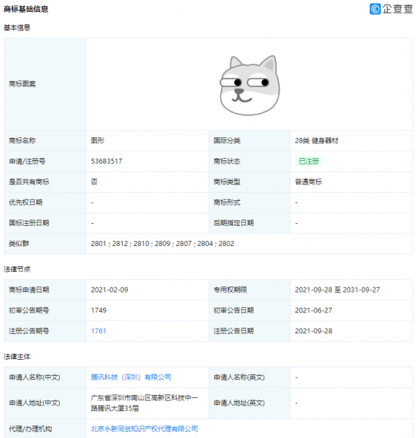 騰訊把“狗頭”表情包註冊成商標了