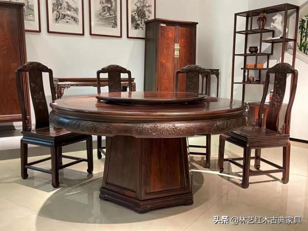 大紅酸枝碩果累累圓餐桌丨大方之作