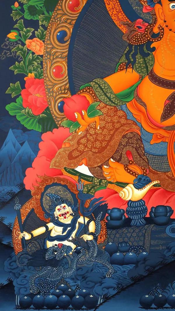 頂級五部財神唐卡,一起欣賞一下 頂級五部財神唐卡,一起欣賞一下