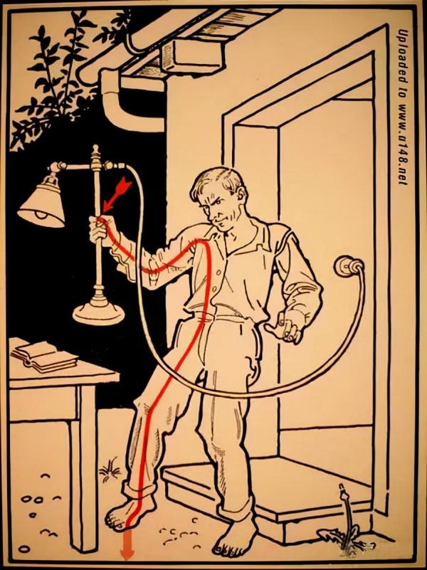 87年前的德國電力安全圖冊:極易發生觸電的30個瞬間 87年前的德國電力安全圖冊:極易發生觸電的30個瞬間