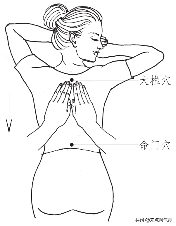 在後背主要穴位拔罐，讓全身氣血通暢。吃飯都香了